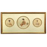 English School, 19th Century Studies of Indian children all signed with initials "VC" three framed