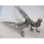 A pair of electroplate table pheasants, a boxed set of billiard balls & a collection of Britains's &