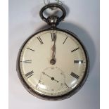 Benjamin Lautier (Bath) - a silver cased pocket watch, with full plate movement with diamond