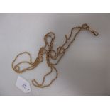 A long chain, stamped 15c to both lobster claw clasp and chain, 28g