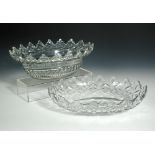 Two late 18th century Irish glass bowls, possibly Cork, 31.5cm (12.5 in) wide (2) Both have chips to