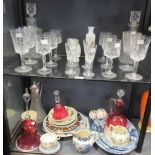 A quantity of mixed ceramics and glass to include an EPNS mounted claret jug, two decanters and