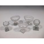 Five various 18th and 19th century cut glass salts