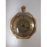 A lady's 18k octagonal cased fob watch, 26.2g gross