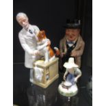 Three Doulton figures, to include thanks doc, Winston Churchill and River boy.