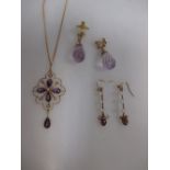 A small collection of amethyst and pearl jewellery