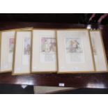 Five gilt framed erotic prints after Rowlandson