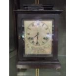 A British Gerome movement mantle clock with silvered dial and Roman numerals