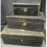 Three black jewellery boxes, one with 'Agenda' stamped to lid