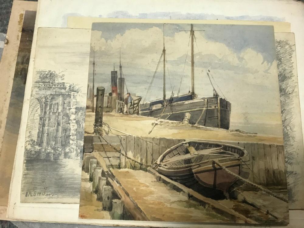 A collection of prints, watercolours and drawings, unframed, various dates (mainly 19th century), - Image 8 of 10