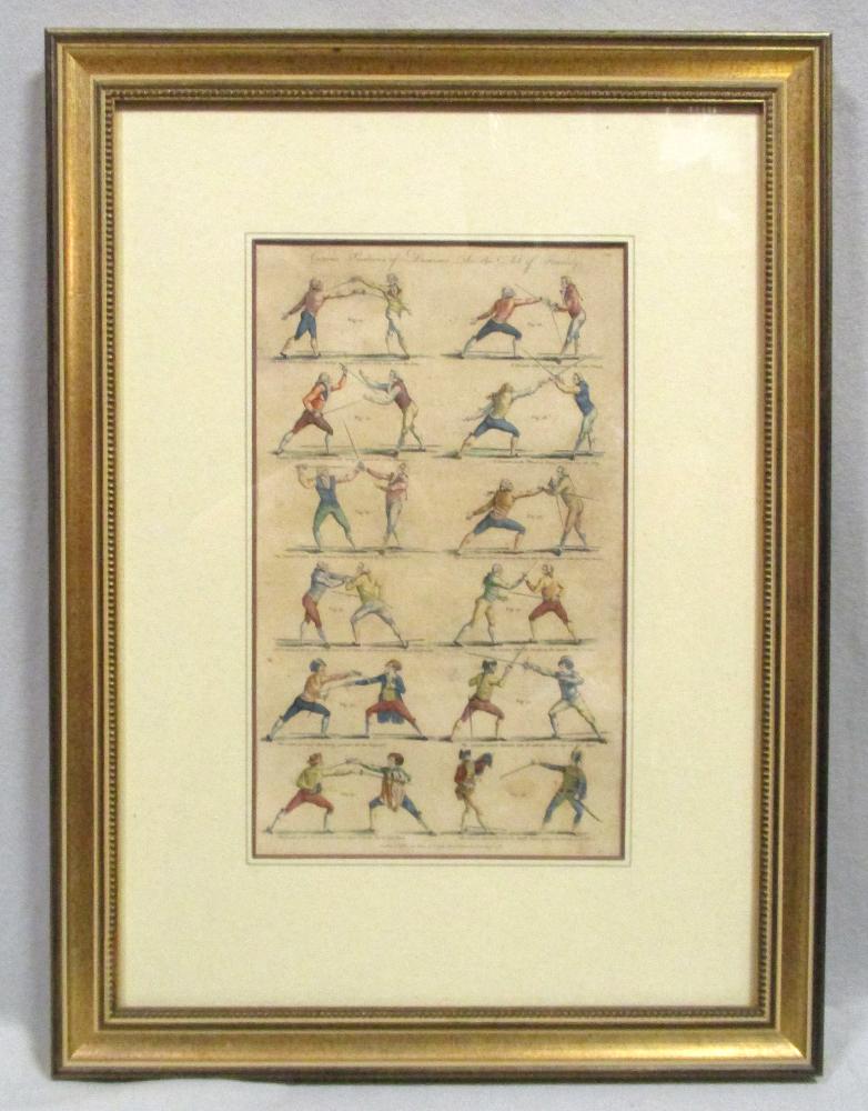 Fencing circa 1789. Three hand coloured engravings published by C. Cook for Hall's Encyclopaedia, - Image 4 of 6