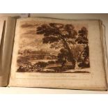 Richard Earlom after Claude Lorrain, album of 12 tinted landscapes, mixed method engravings, each 25