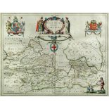 Johannes Blaeu, Bercheria Vernacule Barkshire, a double-page hand-coloured engraved map, 39 x