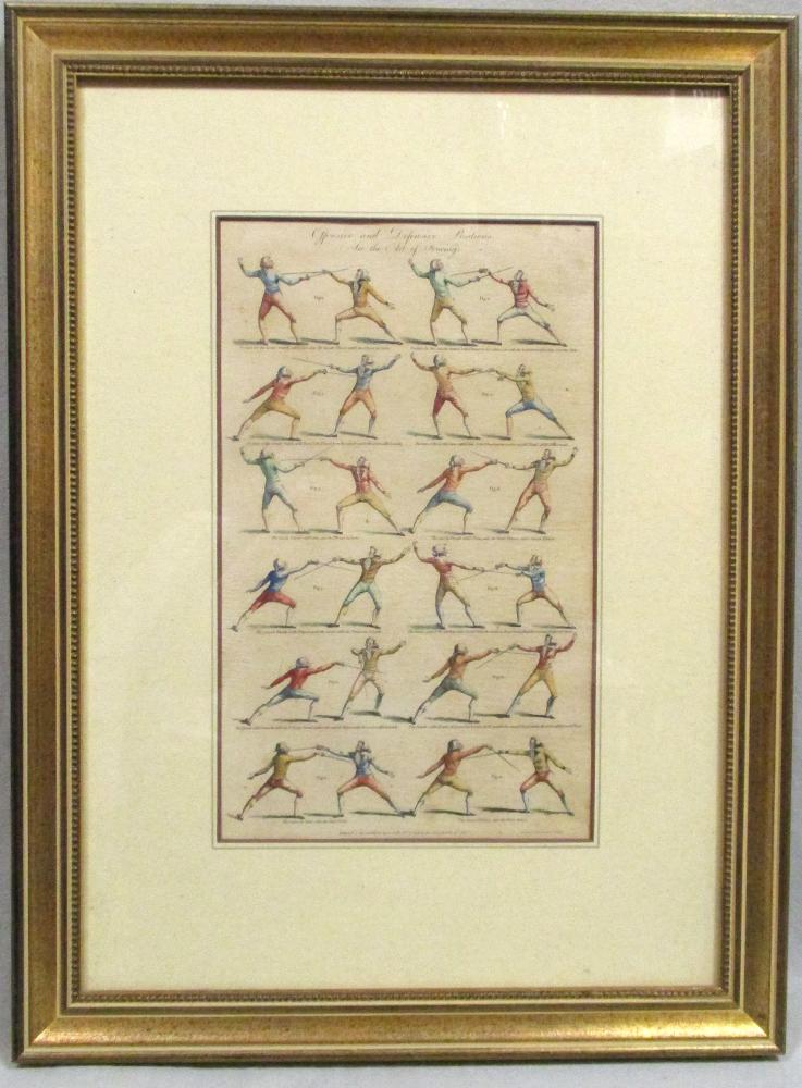 Fencing circa 1789. Three hand coloured engravings published by C. Cook for Hall's Encyclopaedia, - Image 6 of 6