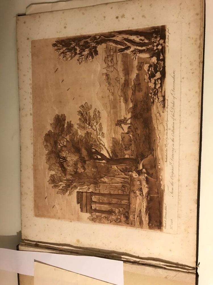 Richard Earlom after Claude Lorrain, album of 12 tinted landscapes, mixed method engravings, each 25 - Image 2 of 4
