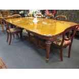 A 19th century mahogany dining table, 74 x 124 cm. Condition: lacking some table clips