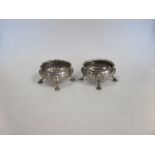 A pair of George III oval silver tub salts, marks rubbed