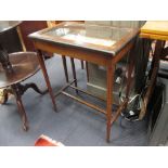 A mahogany glazed top bijouterie table, 73 x 61 x 38cm