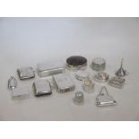 A collection of 15 silver boxes to include pill boxes, vestas etc