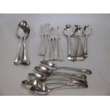 Various silver spoons and forks