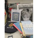 Royal memorabilia; printed linen towels, silkwork bookmarks etc