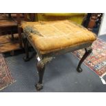 A George II style mahogany stool, on shell carved cabriole legs - 20th century