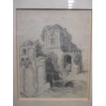 John Sell Cotman (British, 1782 - 1842) 'Ruined Castle, pencil drawing, 25 x 20cm; David Cox (