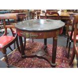 A French empire style centre table with grey marble top, 73 x 81 cm