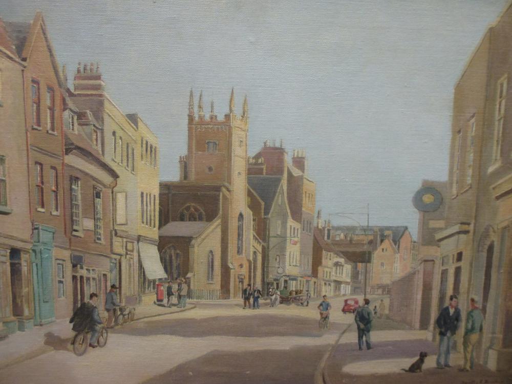 Dorothy Bradford (British, 20th century) View of Bridge Street in Cambridge, oil on canvas, - Image 2 of 3