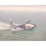 § Dennis Griffin (British, 20th Century) Touchdown in the Solent, a Saro SR AI prototype seaplane