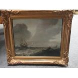 English School, (19th century), Sailing Boats on choppy seas, 25 x 30 cm