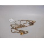 Five gold necklaces, to include a 9ct rope chain, a 9ct anchor link rope chain, a fine fancy link