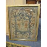 A late 18th/early 19th century Continental silk back needlework panel of Pan in a festooned