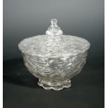 A rare and early 'nip't diamond waies' pedestal bowl and cover, decorated overall with a 'honeycomb'