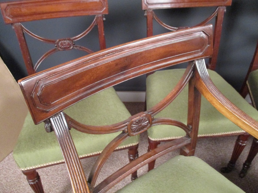 A set of twelve mahogany bar back chairs, with X splats and carved tassel mouldings, on gadroon - Image 2 of 3