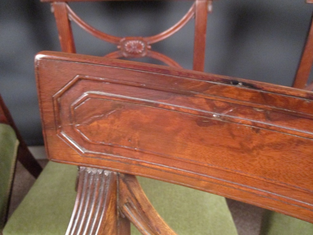 A set of twelve mahogany bar back chairs, with X splats and carved tassel mouldings, on gadroon - Image 3 of 3