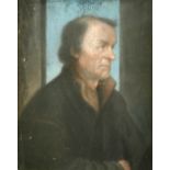 After Hans Holbein A portrait of Johann Froben (1460 - 1527) pastel on paper laid to board 36 x 29cm
