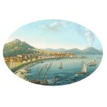 Neapolitan School (19th-20th Century) The Bay of Naples with Vesuvius in the background signed