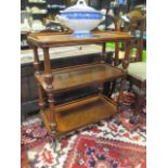 A Victorian walnut three tier buffet, 78 x 71 x 38cm