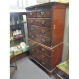 A 19th century mahogany chest on chest, 186 x 11 x 58cm