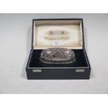 A Mappin & Webb silver Charles & Diana wedding commerative oval dome shaped paperweight, 9.5cm