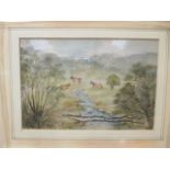 Thomas Churchyard landscape with cattle, watercolour inscribed le verso from the Hariett