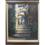 Jeremy Barlow (British, 20th Century), Archway and Steps, Gassin, Provence, signed lower left "