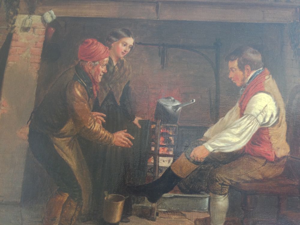 A *** J *** Cummins (British, 19th Century) The Boot oil on canvas 29 x 39cm (11 x 15in) Lined and - Image 3 of 7