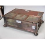 An Edwardian electroplate on copper Consular Inkstand and cigar box