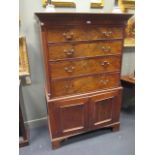 A 19th century mahogany chest on chest top with later cupboard base, 173 x 112 x 58cm