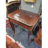 A French mahogany work table on outswept legs, 75 x 56 x 44cm