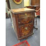 A 19th century Dutch floral marquetry night cabinet with drawer, cupboard and commode drawer, 85 x