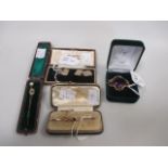 A small collection of antique gemset, gold and silver gilt jewellery mostly in period cases