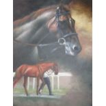 Jacob Hunt, in the horse racing paddock, oil on canvas, unframed
